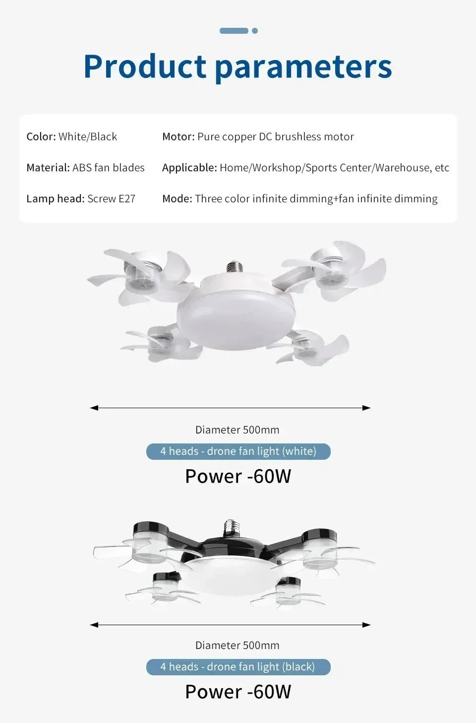 Drone E27 Ceiling Lamp With Remote Control Electric Fan Light Home Decor Bedroom Children's Study Dining Living Room Fan Lights