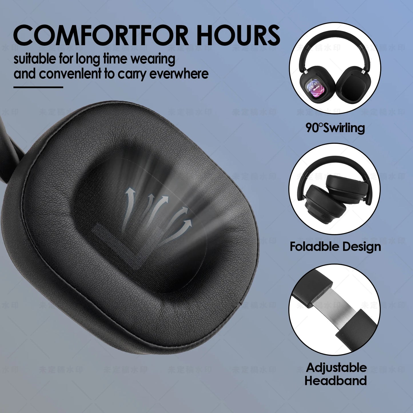 Siindoo NEWEST ANC930Plus Hybrid ANC Wireless Headphone, With Multi Magnetic Touch Control LED Screen AND APP Download 1GB MP3
