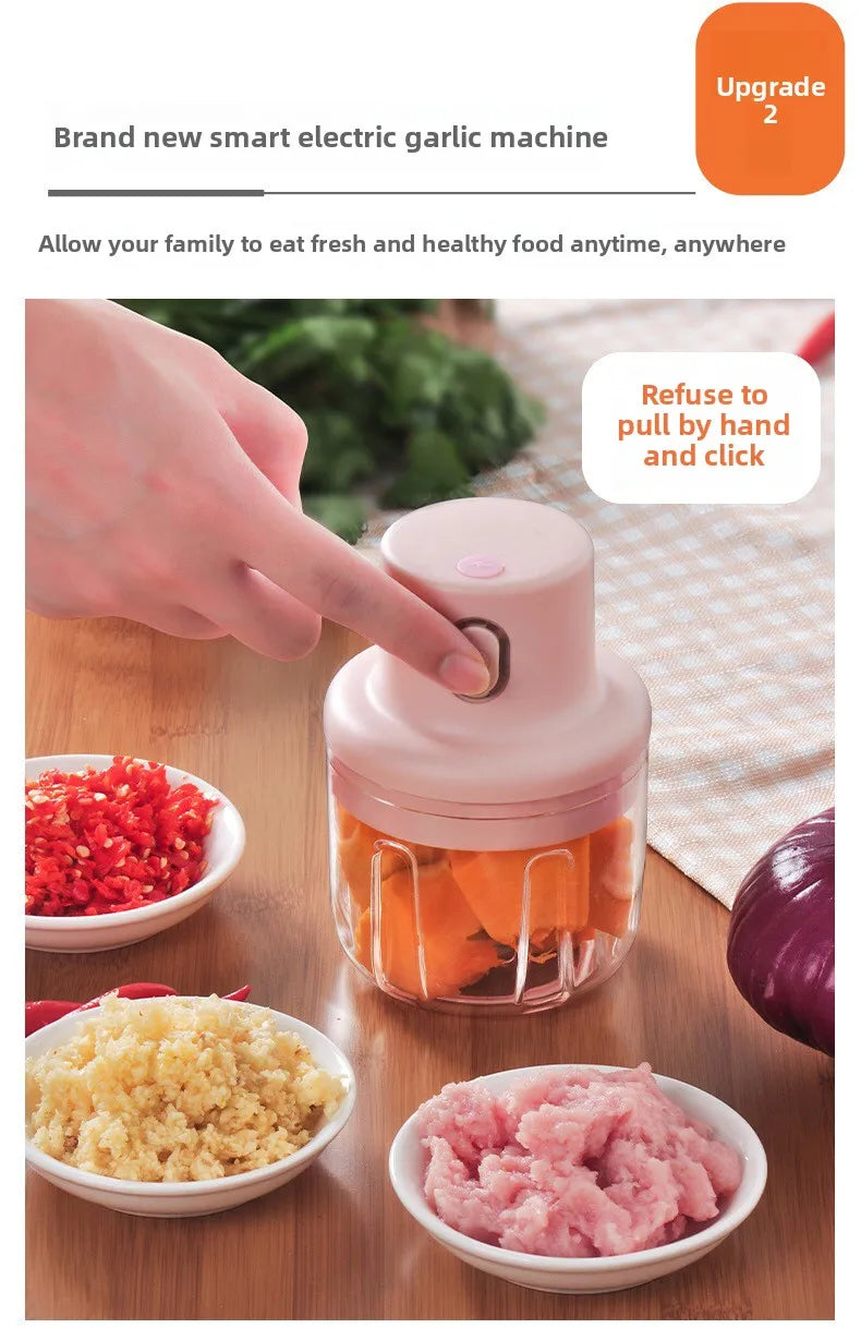 Mini Electric Garlic Chopper Meat Grinder Garlic Masher Machine Sturdy Durable Crushed Ginger Vegetable Crusher Baby Food Maker