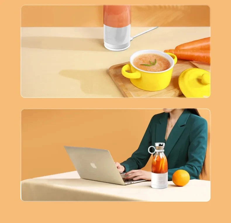 Wireless Charging 4 Blades Electric Juicer Mini Portable Blender Fruit Mixers Extractors Multifunction Juice Maker Machine