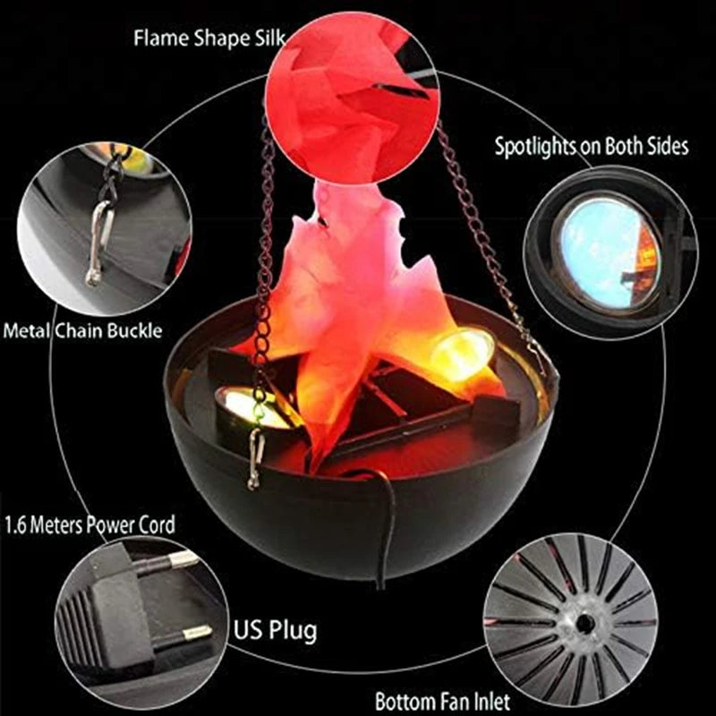 3D Fake-Fire Light, Hanging LED Flame Light, Artificial LED Silk Flame Stage Effect Light Realistic Campfire Lamp Prop Durable