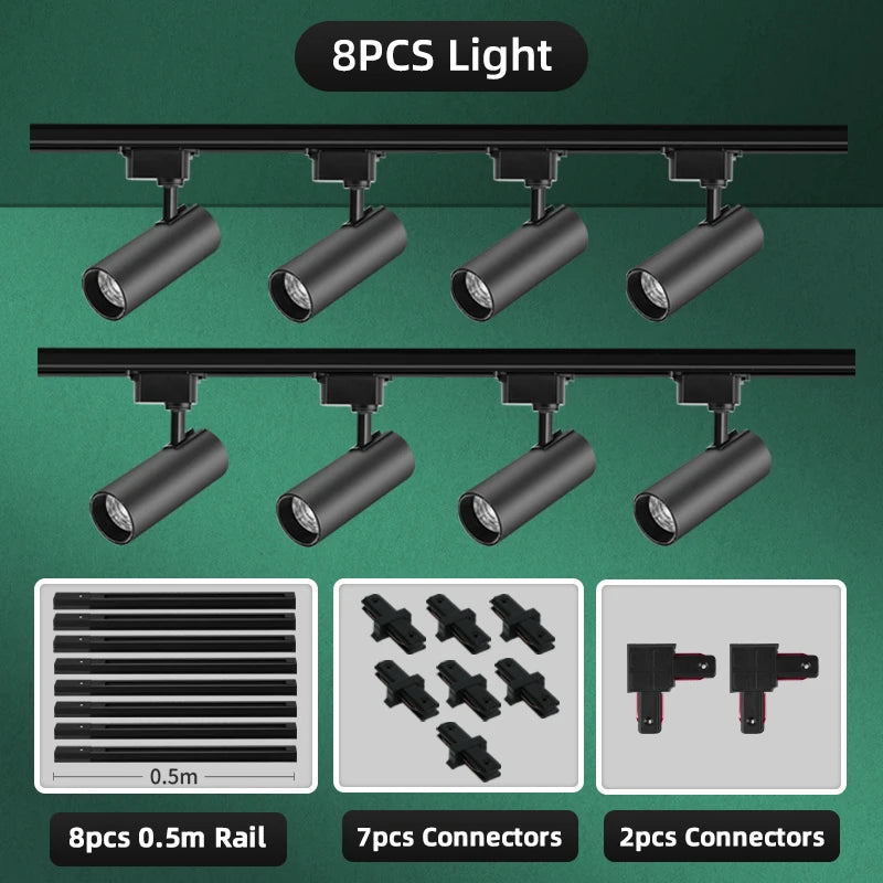 LED Track Light Set 30W Track Lamp 180-265V COB Spotlights Rail Lighting Fixture for Home Lighting Living Room Track Lighting