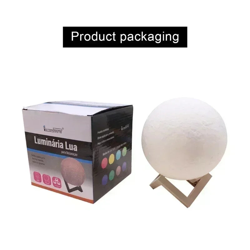 8cm Moon Lamp - LED Night Light with Stand, Battery Powered Starry Sky Projector, Bedroom Decor Gift for Kids/Adults