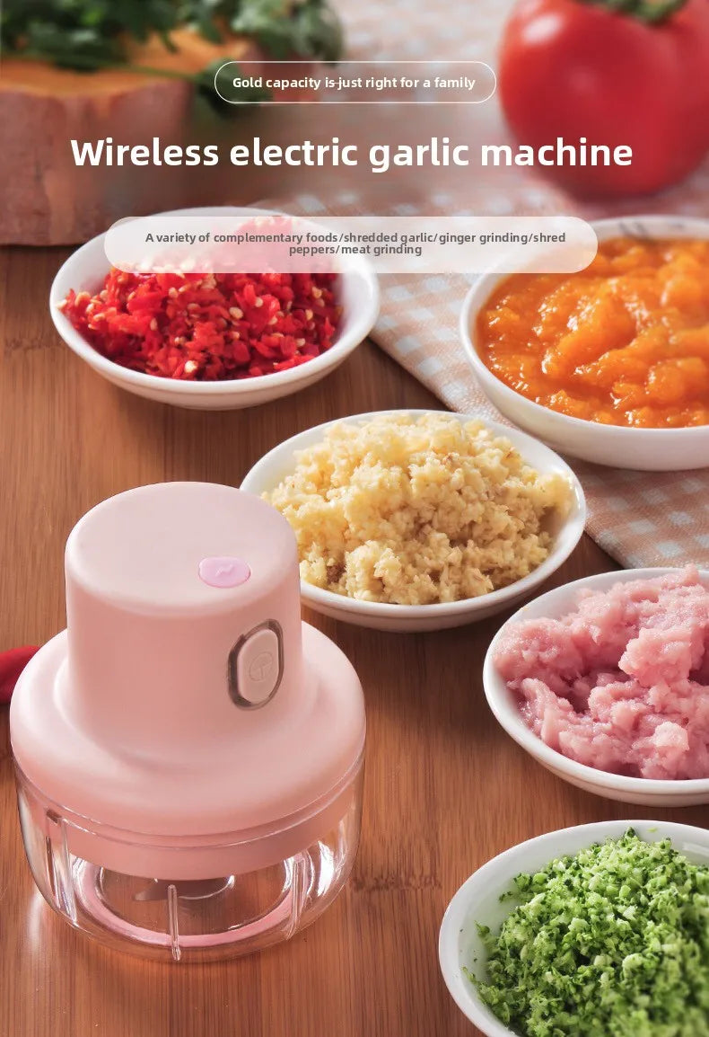 Mini Electric Garlic Chopper Meat Grinder Garlic Masher Machine Sturdy Durable Crushed Ginger Vegetable Crusher Baby Food Maker