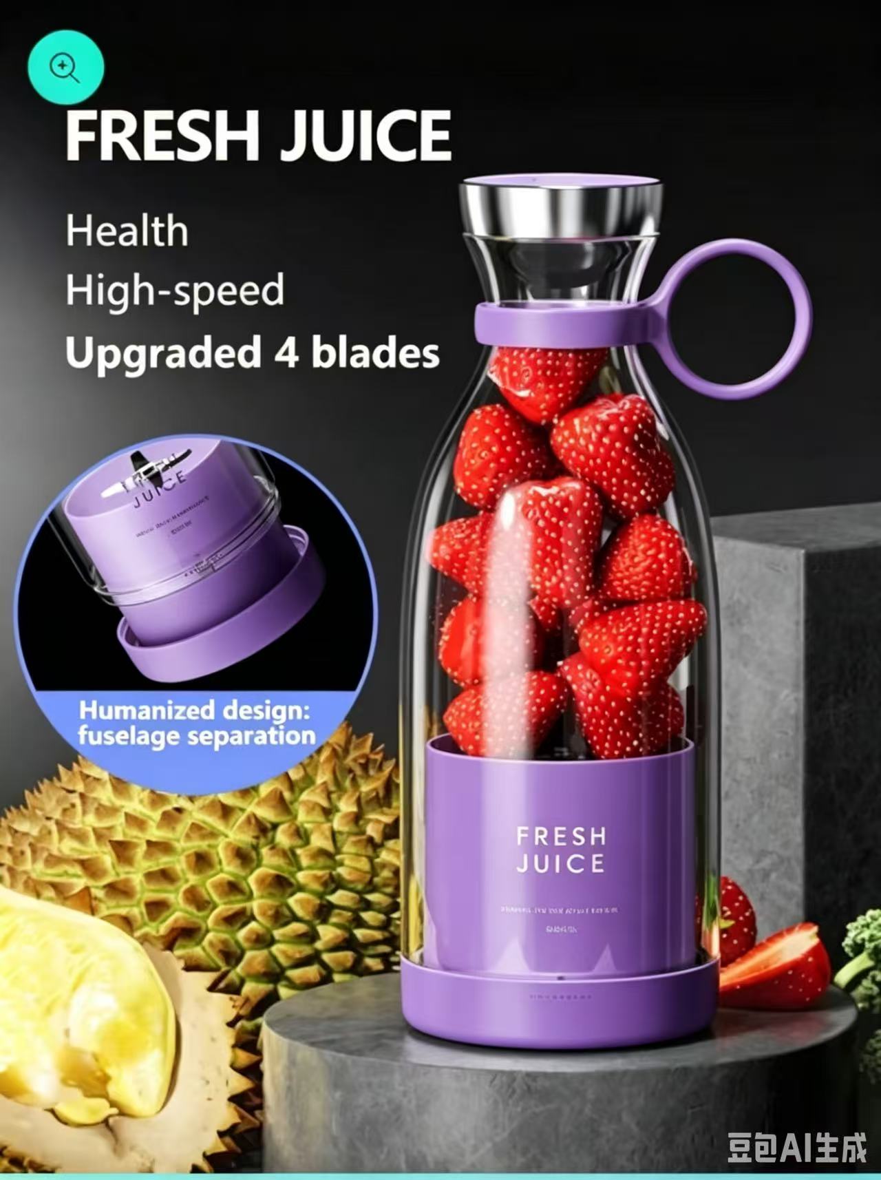 Wireless Charging 4 Blades Electric Juicer Mini Portable Blender Fruit Mixers Extractors Multifunction Juice Maker Machine